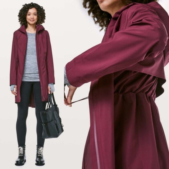 NWT Lululemon Rain Rebel Deep Ruby Jacket Size 2‎ Waterproof New with Tags Coat - Picture 2 of 16